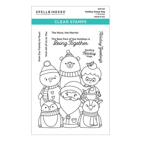 S30 Spellbinders Holiday Group Hug Clear Stamp Set from the Tinsel Time Collection