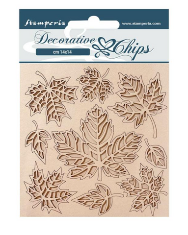 Stamperia Decorative chips cm 14x14 - Magic Forest leaves