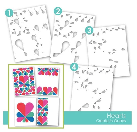 S Taylored Expressions Layering Stencil, Create In Quads - Hearts