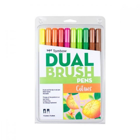Tombow Dual Brush Pen 10 Color Set, Citrus