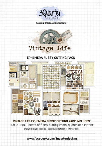 3Quarter Designs Ephemera Fussy Cutting Pack - Vintage Life