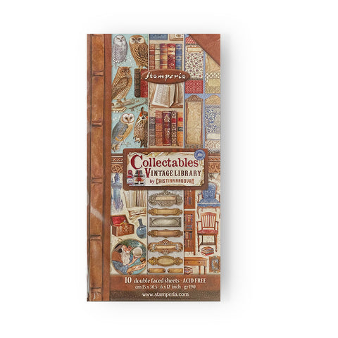 Stamperia Collectables 10 sheets 15x30,5 (6”x12”) - Vintage Library