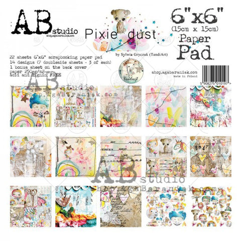 AB Studio Paper pad 6" x 6" - 22 sheets "Pixie dust TandiArt"