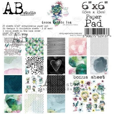 AB Studio Paper pad 6" x 6" - 25 arkuszy "Green bubble tea"