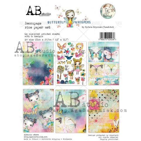 AB Studio Découpage Rice raper set 6x A4 "Butterfly Whispers" by TandiArt