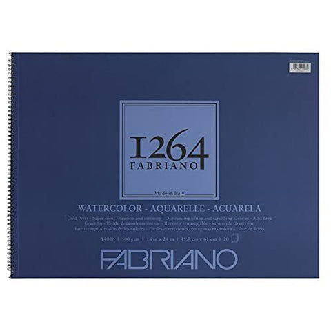 Fabriano 1264 Watercolor Pads, Spiral-Bound, 18" x 24" - 140 lb. (300 gsm), 20 Shts./Pad