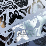 AB Studio 12"x12" Silver scrapbooking paper "Glam paper"- Silver Butterflies (sheet 68)