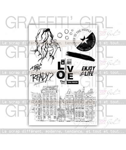 Graffiti Girl - Tampons Transparents Enjoy / Clear Stamps "Enjoy"