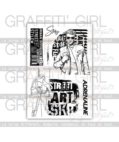 Graffiti Girl - Tampons Transparents Graffeur / Clear Stamps "Graffiti Artist"