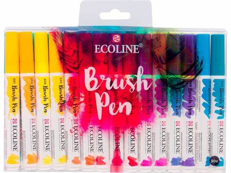 Ecoline Brush Marker Sets, 30-Pen General Set